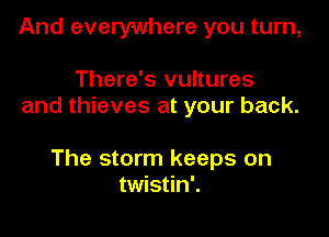 And everywhere you turn,

There's vultures
and thieves at your back.

The storm keeps on
twistin'.