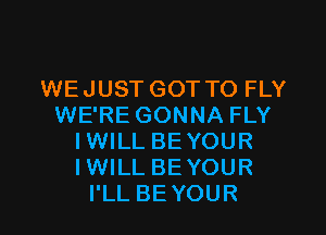 WEJUST GOT TO FLY
WE'RE GONNA FLY
IWILL BE YOUR
IWILL BE YOUR
I'LL BE YOUR