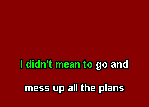 I didn't mean to go and

mess up all the plans
