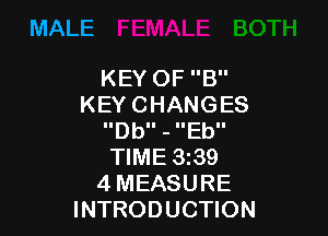 MALE

KEYOFE'
KEYCHANGES

DUUEU'
WME339
4MEASURE
INTRODUCHON