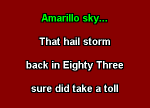 Amarillo sky...

That hail storm

back in Eighty Three

sure did take a toll