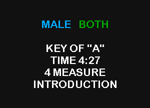MALE

KEY OF A

TIME4z27
4 MEASURE
INTRODUCTION