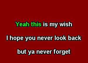 Yeah this is my wish

I hope you never look back

but ya never forget