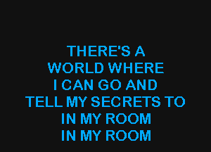 THERE'S A
WORLD WHERE
ICAN GO AND
TELL MY SECRETS TO
IN MY ROOM
IN MY ROOM