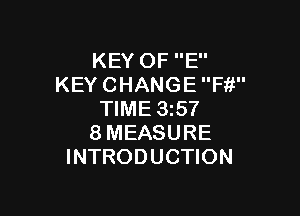 KEYOFE'
KEY CHANGE Fit

TIME 35?
8 MEASURE
INTRODUCTION