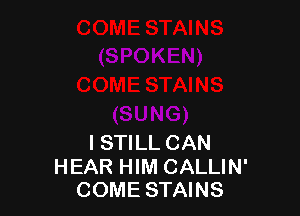 I STILL CAN

HEAR HIM CALLIN'
COME STAINS