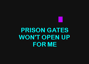 PRISON GATES

WON'T OPEN UP
FOR ME