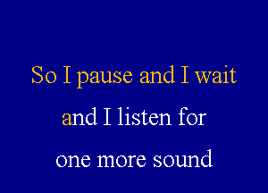 So I pause and I wait

and I listen for

one more sound