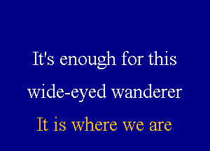 It's enough for this

Wide-eyed wanderer

It is where we are