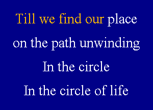 Till we find our place
on the path unwinding
In the circle
In the circle of life