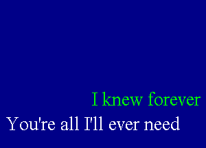 I knew forever
You're all I'll ever need