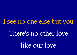 I see no one else but you

There's no other love

like our love