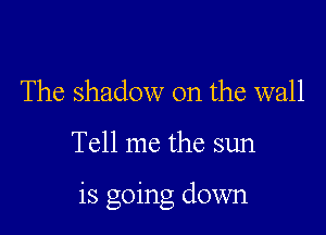 The shadow on the wall

Tell me the sun

is going down