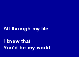 All through my life

I knew that
You'd be my world