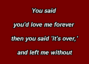 You said

you'd love me forever

then you said 'it's over,'

and left me without