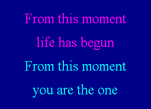 From this moment

you are the one