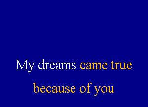 My dreams came true

because of you