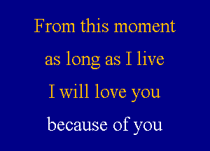 From this moment
as long as I live

I will love you

because of you