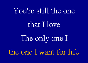 You're still the one

that I love

The only one I

the one I want for life