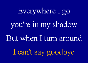 Everywhere I go
you're in my shadow
But when I tum around

I can't say goodbye