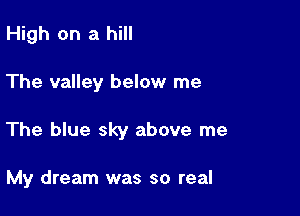 High on a hill

The valley below me

The blue sky above me

My dream was so real