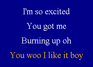 I'm so excited

You got me

Burning up Oh

You woo I like it boy