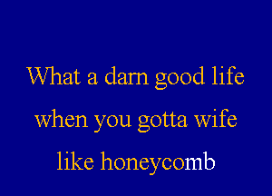What a darn good life

when you gotta wife

like honeycomb