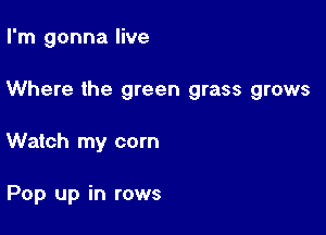 I'm gonna live

Where the green grass grows

Watch my com

Pop up in rows