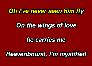 Oh I've never seen him fly
On the wings of love

he carries me

Heavenbound, I'm mystified