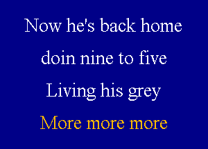 Now he's back home

doin nine to five

Living his grey

More more more