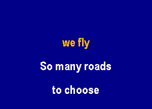 we fly

So many roads

to choose