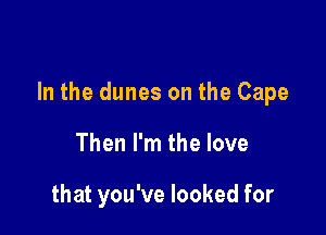 In the dunes on the Cape

Then I'm the love

that you've looked for