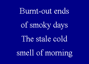 Bumt-out ends

of smoky days

The stale cold

smell of moming