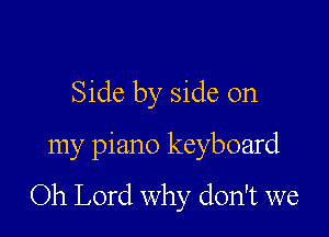 Side by side on

my piano keyboard
Oh Lord why don't we