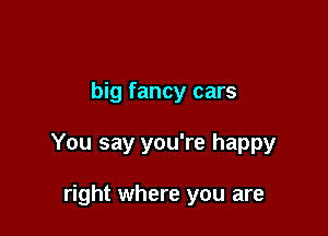 big fancy cars

You say you're happy

right where you are