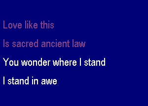 You wonder where I stand

I stand in awe