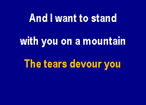 And I want to stand

with you on a mountain

The tears devour you