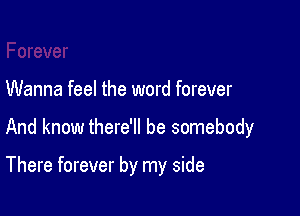 Wanna feel the word forever

And know there'll be somebody

There forever by my side