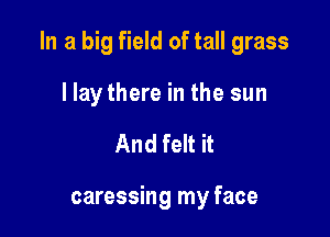 In a big field of tall grass

I lay there in the sun
And felt it

caressing my face