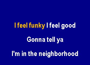 lfeel funky I feel good

Gonna tell ya

I'm in the neighborhood