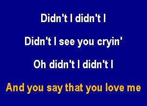 Didn't I didn't I
Didn't I see you cryin'

0h didn't I didn'tl

And you say that you love me