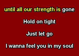 until all our strength is gone
Hold on tight

Just let go

I wanna feel you in my soul