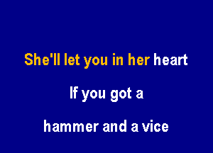 She'll let you in her heart

If you got a

hammer and a vice