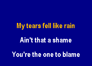 My tears fell like rain

Ain't that a shame

You're the one to blame