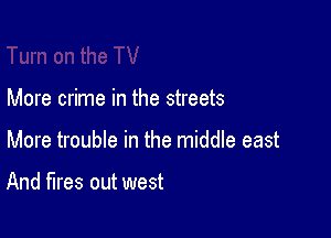 More crime in the streets

More trouble in the middle east

And fires out west