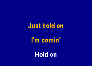 Just hold on

I'm comin'

Hold on