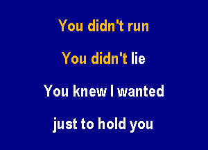 You didn't run
You didn't lie

You knew I wanted

just to hold you