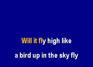 Will it fly high like

a bird up in the sky fly