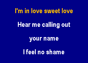 I'm in love sweet love

Hear me calling out

your name

Ifeel no shame