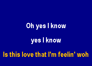 Oh yes I know

yes I know

Is this love that I'm feelin' woh